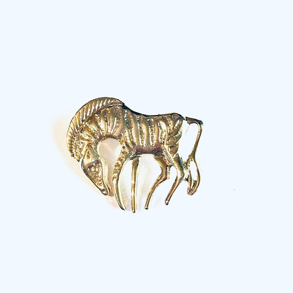 Vintage Gold-tone Zebra Brooch